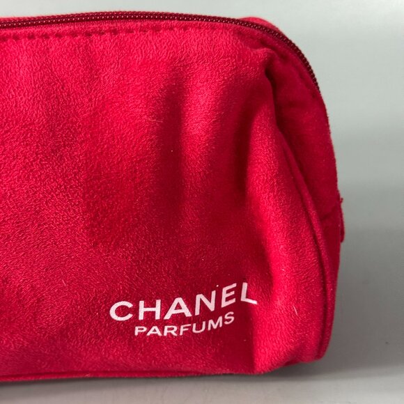 CHANEL Parfums Makeup Cosmetics Bag Pouch Travel Case, Red Velvet - Picture 3 of 13